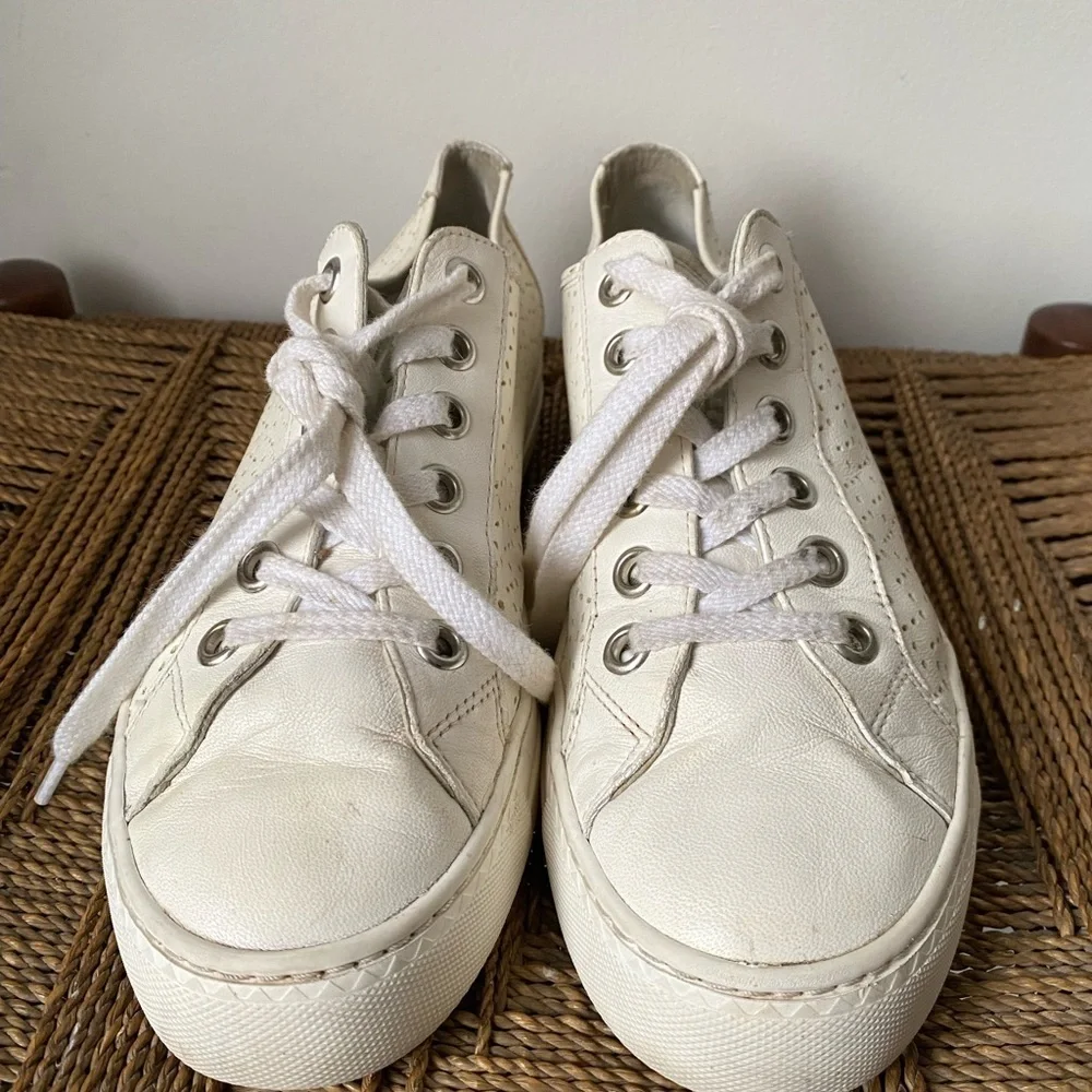 Paul Green Shoes Women's 5.5 Perforated White Sneakers Leather